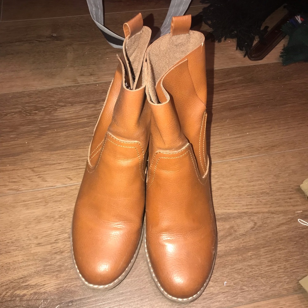 Tan leather ankle boots